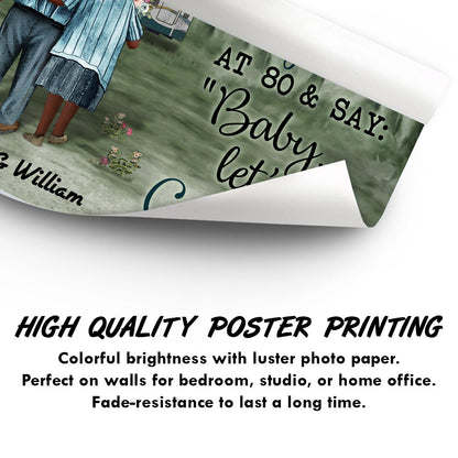 Camping Old Couple Forest Let's Go Camping Custom RVs - Personalized Custom Poster