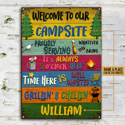 Camping Proudly Serving Custom Classic Metal Signs, Camping Decoration, Camping Gift