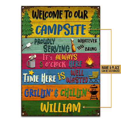 Camping Proudly Serving Custom Classic Metal Signs, Camping Decoration, Camping Gift
