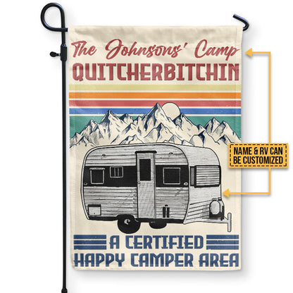 Camping Quitcherbitchin Happy Camper Area, Camper Van, Outdoor Camping Decor, Custom Flag