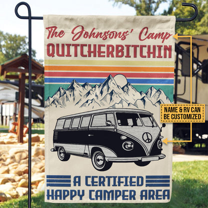 Camping Quitcherbitchin Happy Camper Area, Camper Van, Outdoor Camping Decor, Custom Flag
