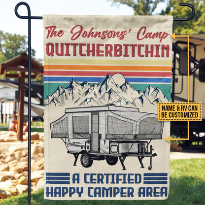 Camping Quitcherbitchin Happy Camper Area, Camper Van, Outdoor Camping Decor, Custom Flag