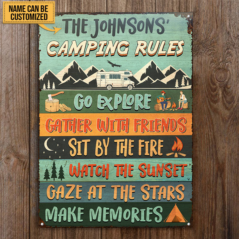 Camping Rules Go Explore Custom Classic Metal Signs