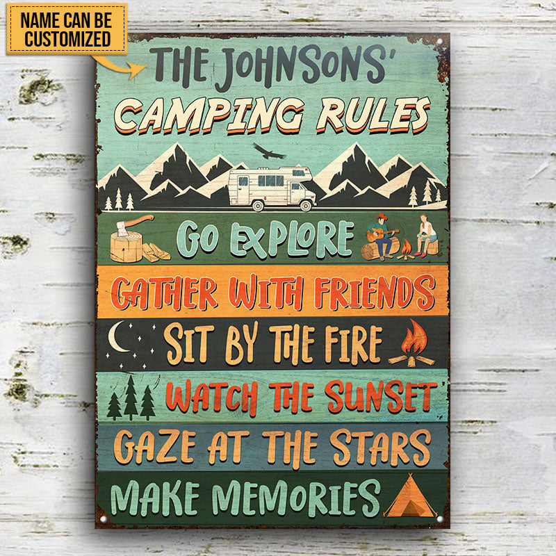 Camping Rules Go Explore Custom Classic Metal Signs