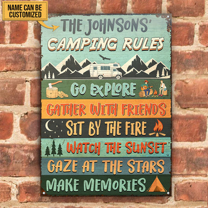 Camping Rules Go Explore Custom Classic Metal Signs
