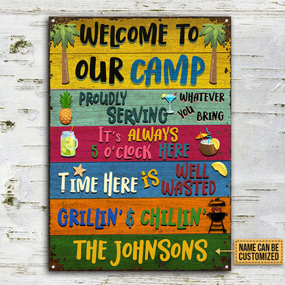Camping Welcome To Our Camp Custom Classic Metal Signs, Camping Decoration, Camping Gift