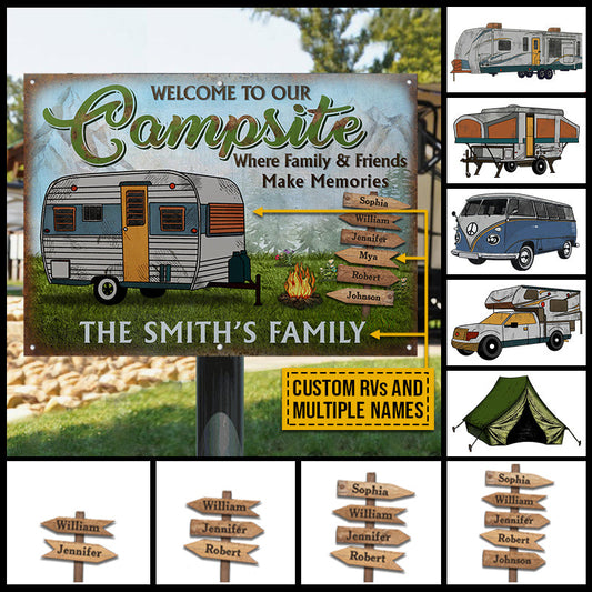 Camping Welcome To Our Campsite Custom Classic Metal Signs