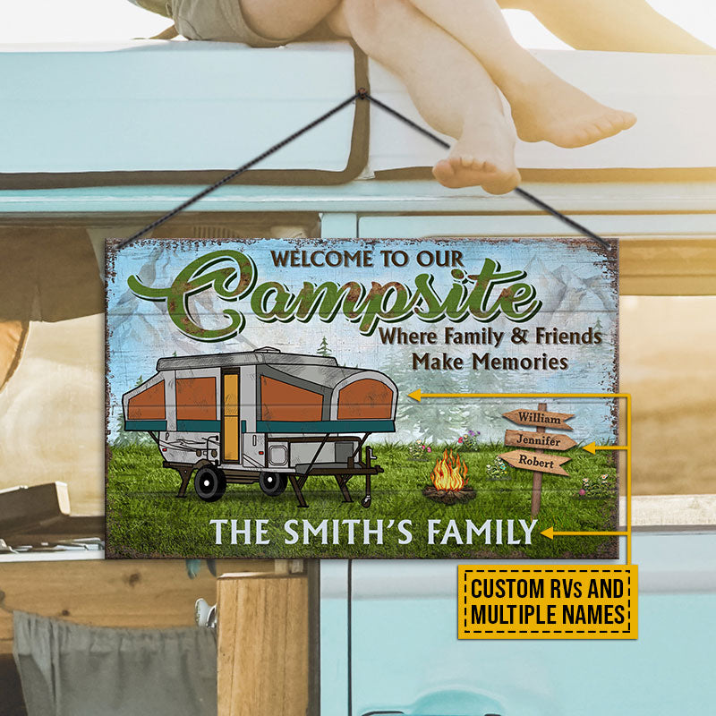 Camping Welcome To Our Campsite Custom Wood Rectangle Sign