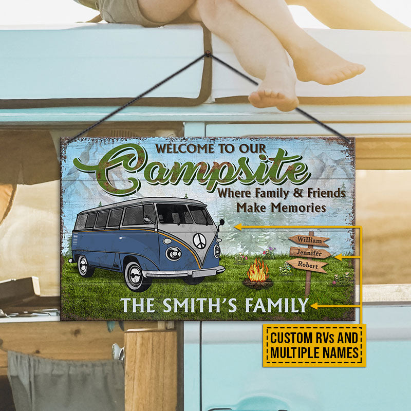 Camping Welcome To Our Campsite Custom Wood Rectangle Sign