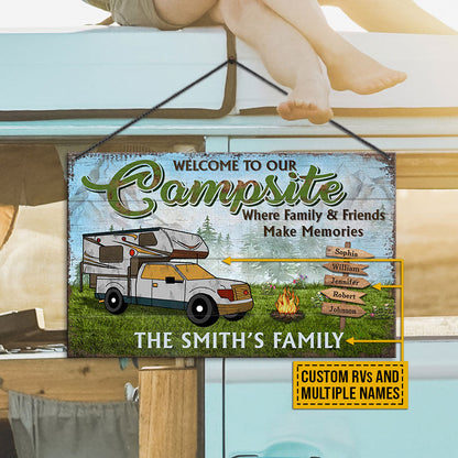 Camping Welcome To Our Campsite Custom Wood Rectangle Sign