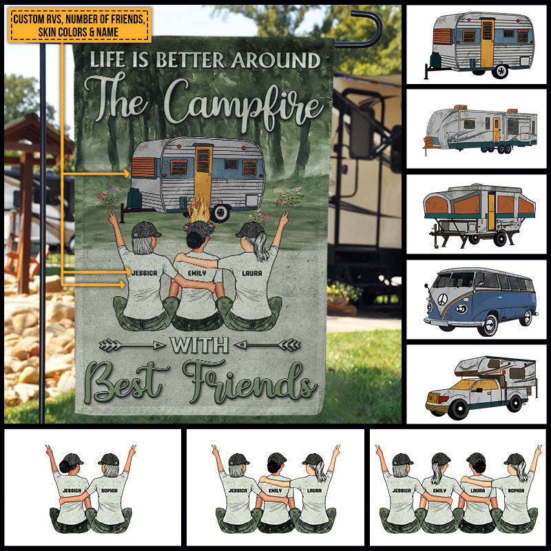 Camping Bestie Life Is Better Around The Campfire Custom Flag