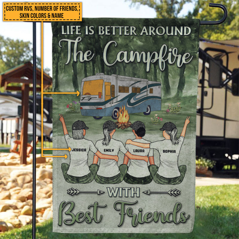 Camping Bestie Life Is Better Around The Campfire Custom Flag