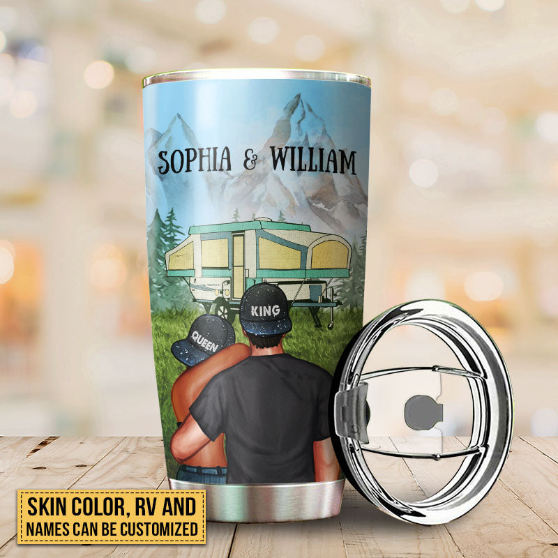 Camping Couple Campers Travelers Home Is Where We Custom Tumbler