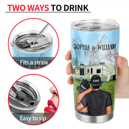 Camping Couple Campers Travelers Home Is Where We Custom Tumbler