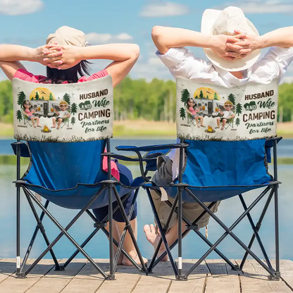 Camping Couple Husband And Wife Camping Partners For Life - Personalized Folding Chair Cover