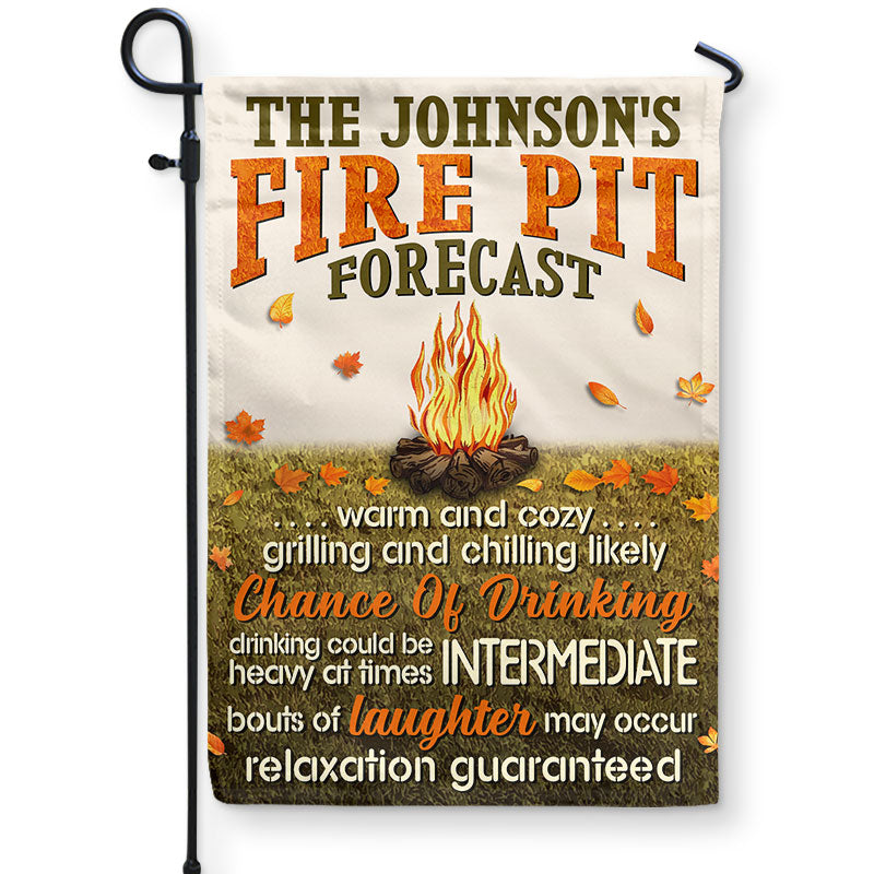 Camping Fire Pit Forecast Relaxation Guaranteed Custom Flag