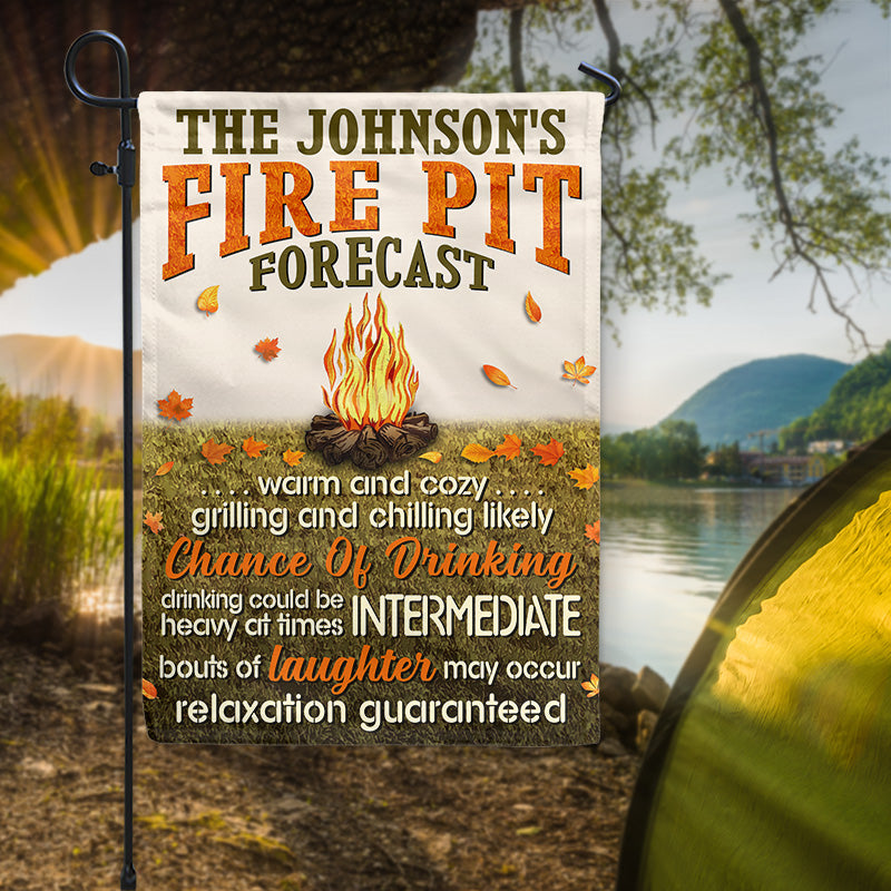 Camping Fire Pit Forecast Relaxation Guaranteed Custom Flag