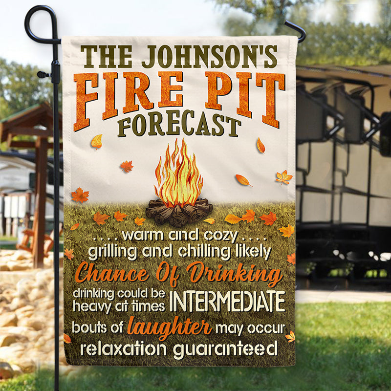 Camping Fire Pit Forecast Relaxation Guaranteed Custom Flag