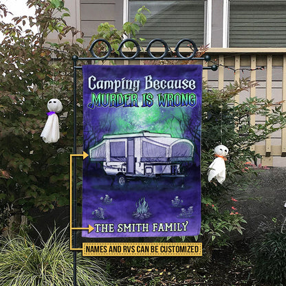 Camping Witch, Witchy Camper, RV Wizard, Halloween Because Murder Custom Flag