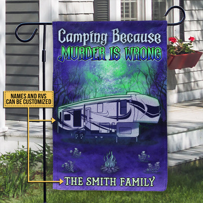 Camping Witch, Witchy Camper, RV Wizard, Halloween Because Murder Custom Flag