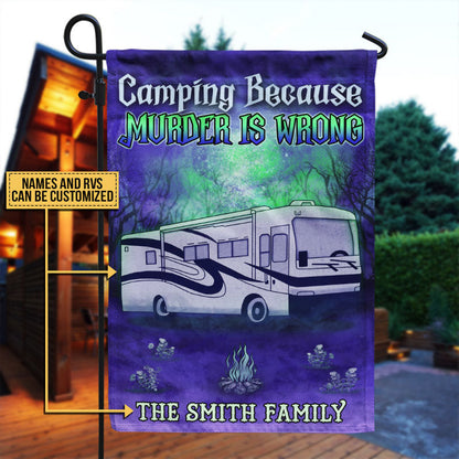Camping Witch, Witchy Camper, RV Wizard, Halloween Because Murder Custom Flag
