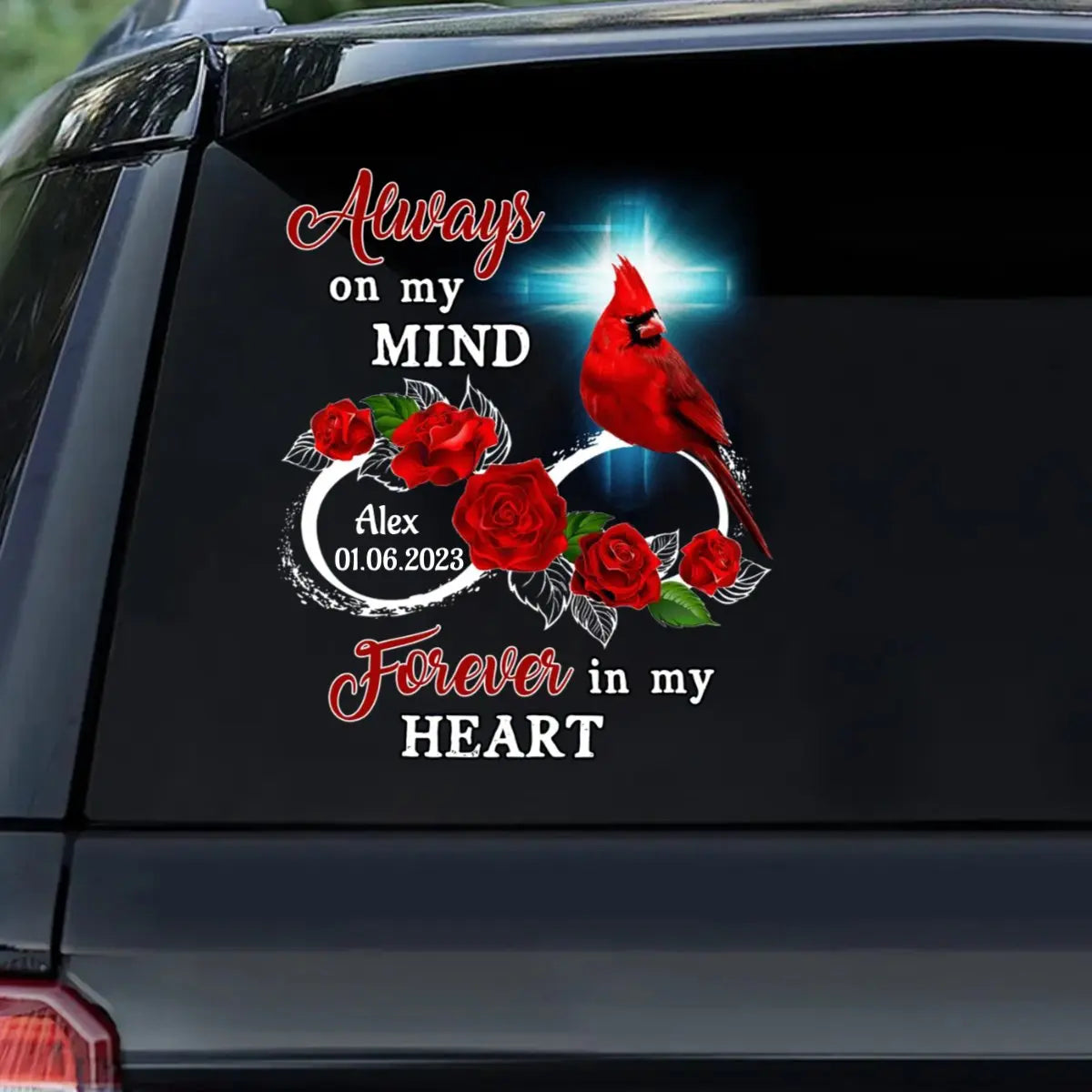 Cardinal - Family Loss Cardinal Rose Infinite Love - Personalized Decal Acrylic Plaque The Next Custom Gift