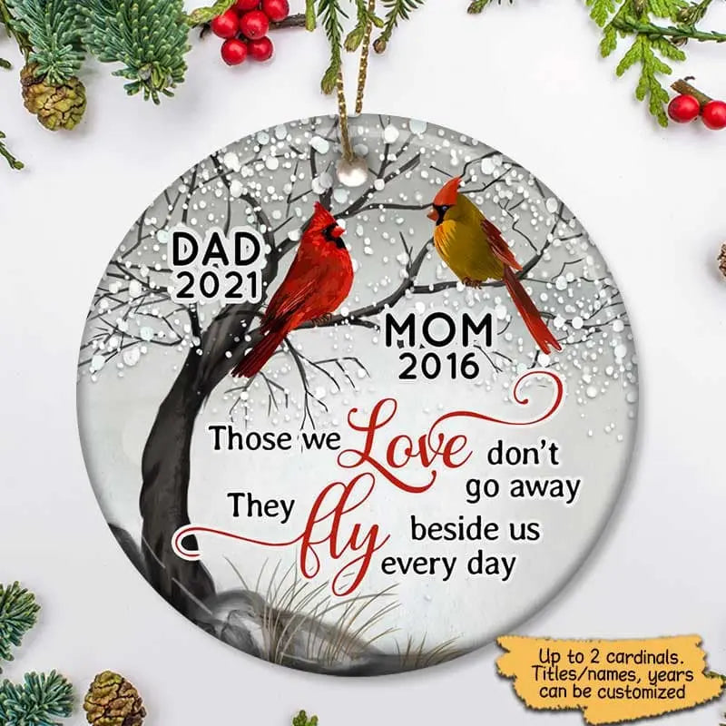 Cardinals Blossom Tree Dad Mom Memorial Personalized Circle Ornament ornament The Next Custom Gift