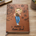 Cartoon Woman Recipe Book - Personalized Leather Journal Leather Journal The Next Custom Gift