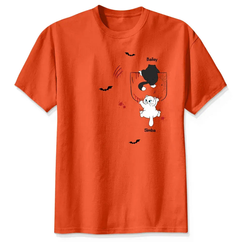 Cat Crawling Pocket Halloween Cat Lover Personalized Shirt Shirts & Tops The Next Custom Gift