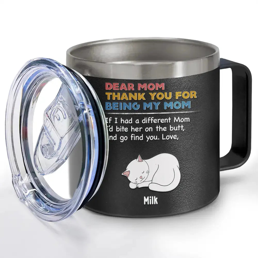 Cat Dad Thank You For Being Our Dad - Personalized 14oz Stainless Steel Tumbler With Handle Tumbler The Next Custom Gift