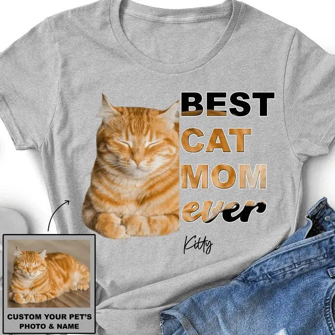 Cat Lovers - Best Cat Mom - Personalized Unisex T-shirt (LH) Shirts & Tops The Next Custom Gift