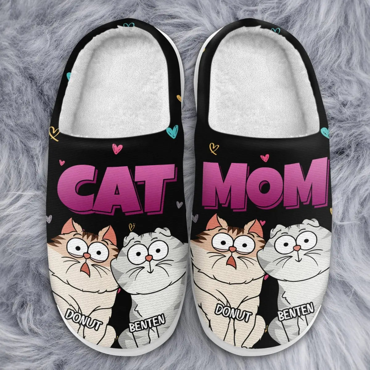 Cat Lovers - Cat Mom Cartoon - Personalized Fluffy Slippers Fluffy Slippers The Next Custom Gift