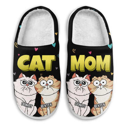 Cat Lovers - Cat Mom Cartoon - Personalized Fluffy Slippers Fluffy Slippers The Next Custom Gift