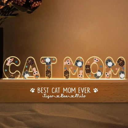 Cat Lovers - Cat Mom Watercolor Cute Cats - Personalized LED Night Light LED Night Light The Next Custom Gift