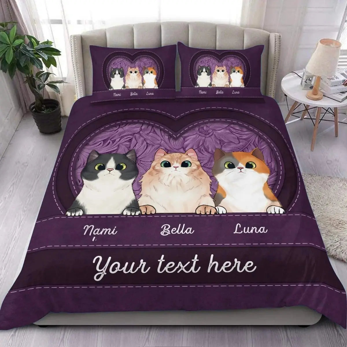 Cat Lovers - Cats In Heart - Personalized Bedding Set Bedding Set The Next Custom Gift