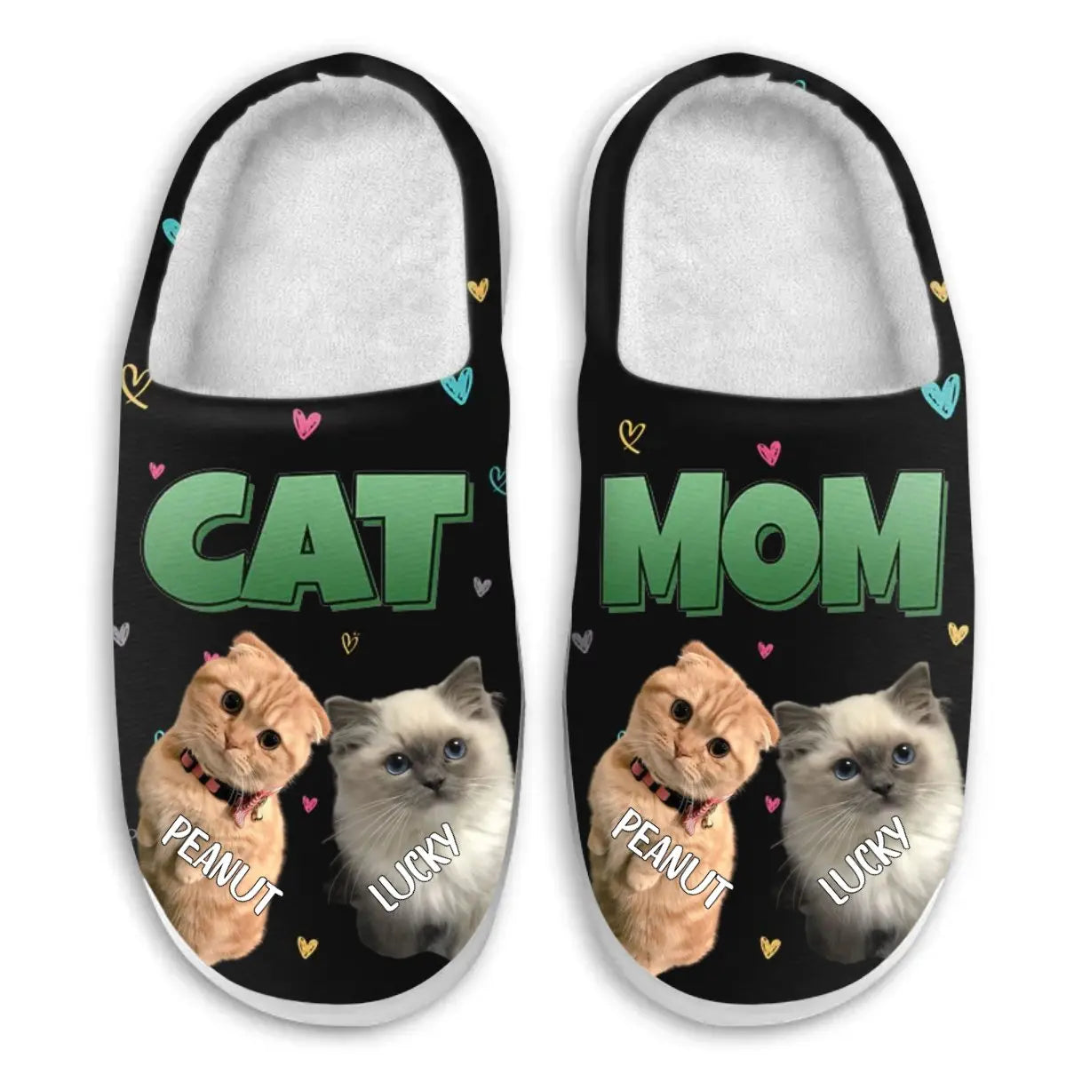 Cat Lovers - Custom Photo Cat Mom - Personalized Fluffy Slippers (HJ) Fluffy Slippers The Next Custom Gift