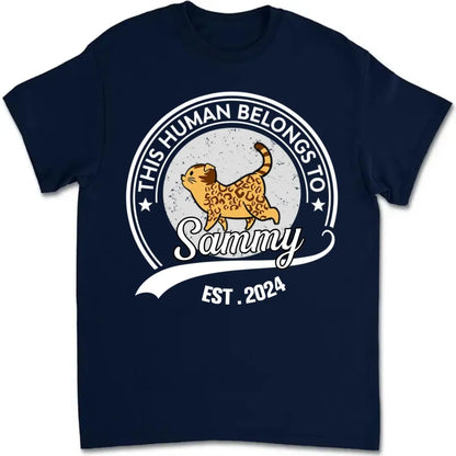 Cat Lovers - Human Belongs To Cat - Personalized T-Shirt