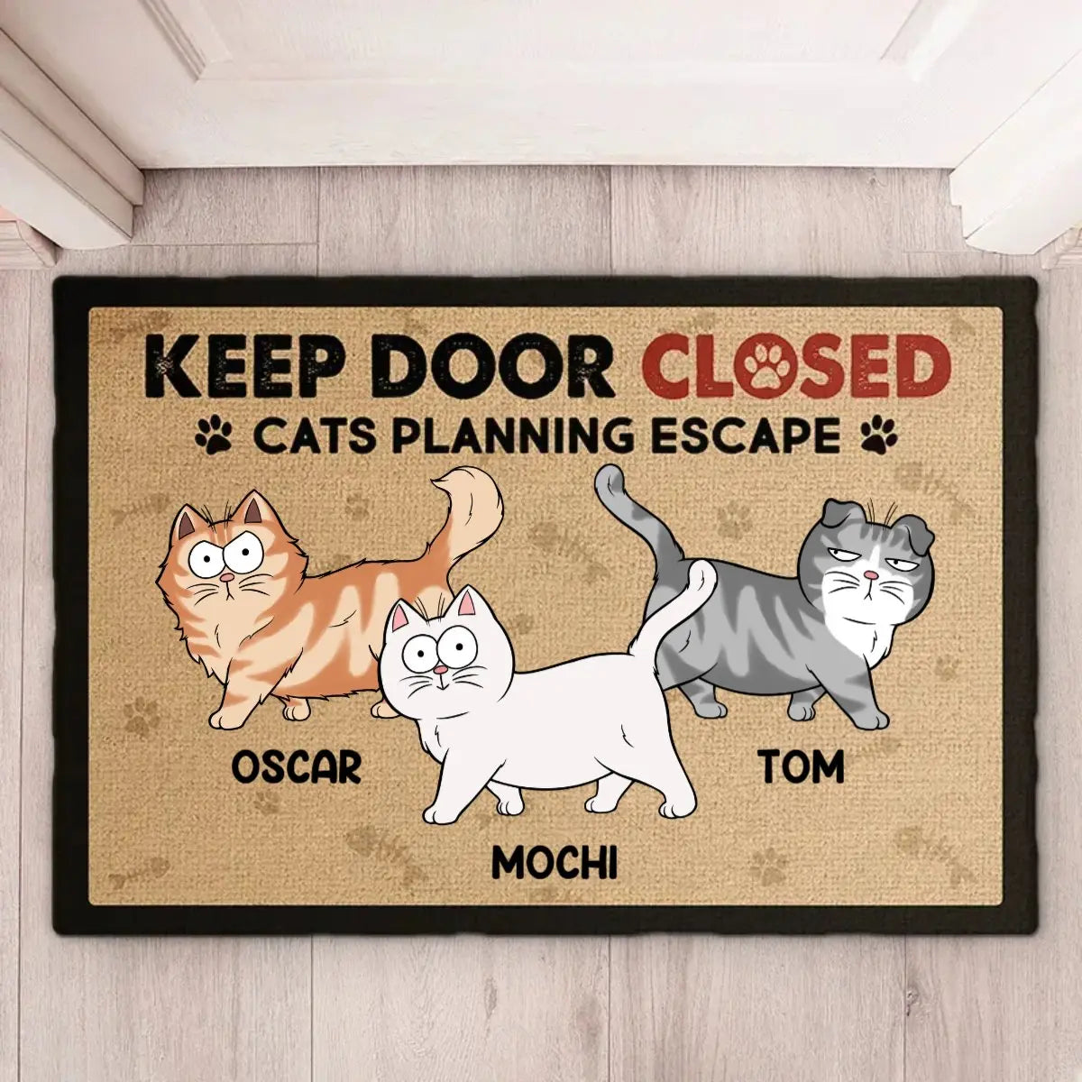 Cat Lovers - Keep Door Closed Cats Planning Escape - Personalized Doormat Doormat The Next Custom Gift