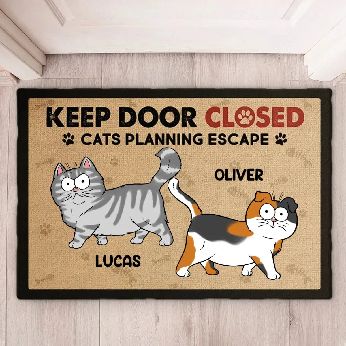 Cat Lovers - Keep Door Closed Cats Planning Escape - Personalized Doormat Doormat The Next Custom Gift