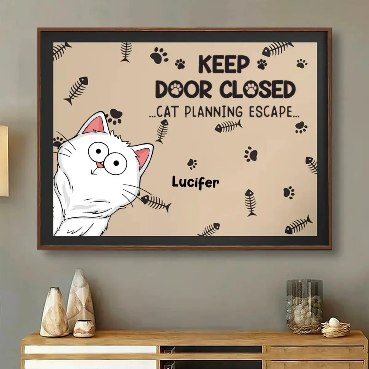 Cat Lovers - Keep Door Closed Don't Let The Cat Out No Matter What He Tells You - Personalized Poster Poster The Next Custom Gift