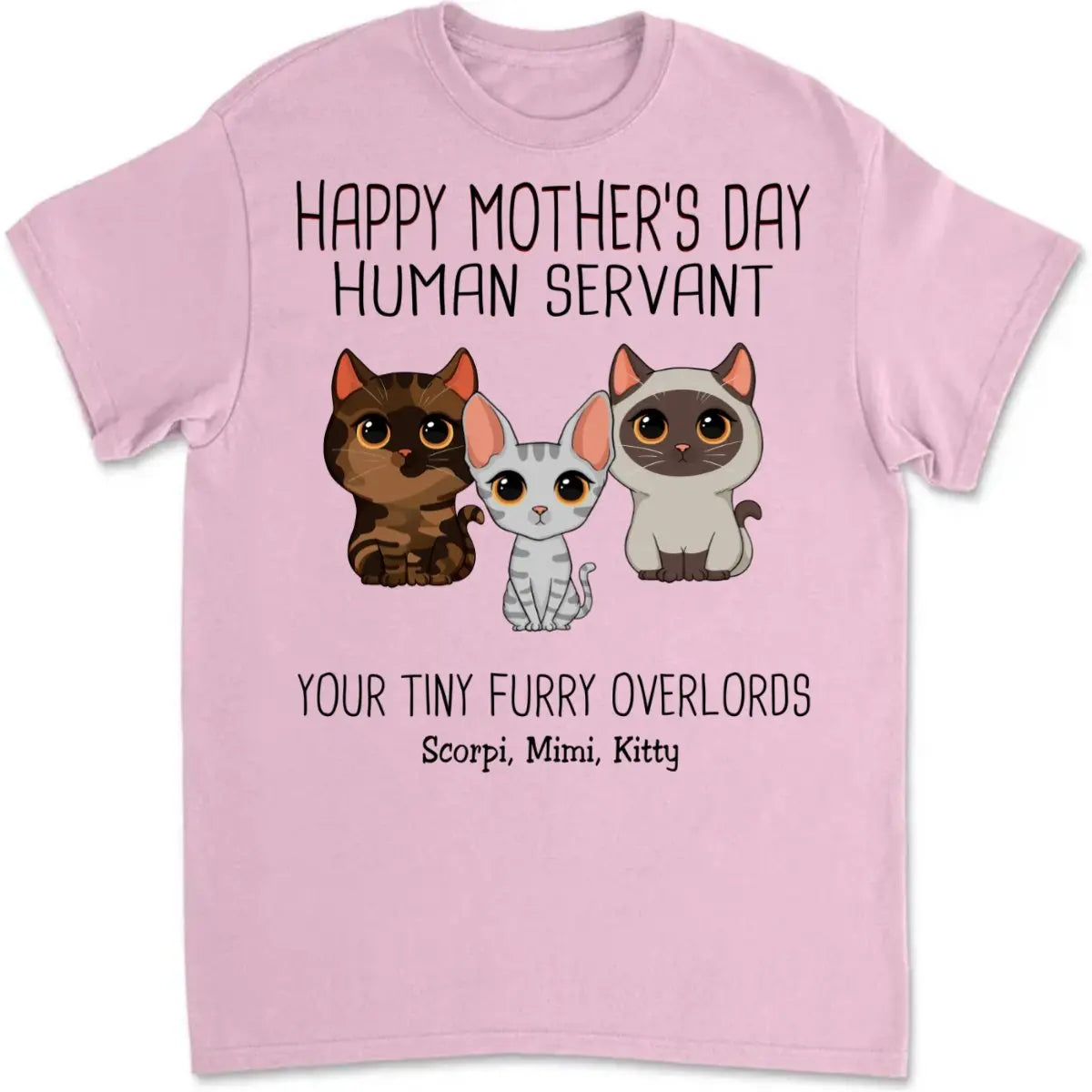 Cat Lovers - Watercolor Cute Cats Happy Mother‘s Day Cat Human Servant - Personalized Unisex T-shirt Shirts & Tops The Next Custom Gift