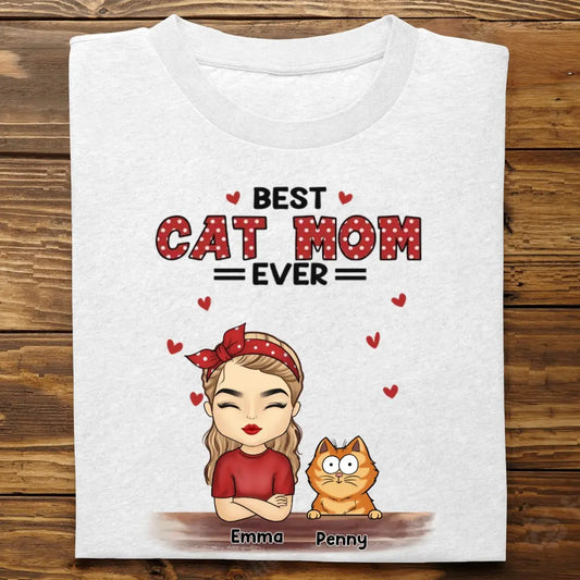 Cat Lovers - World's Best Cat Mom - Personalized Shirt T-Shirt The Next Custom Gift