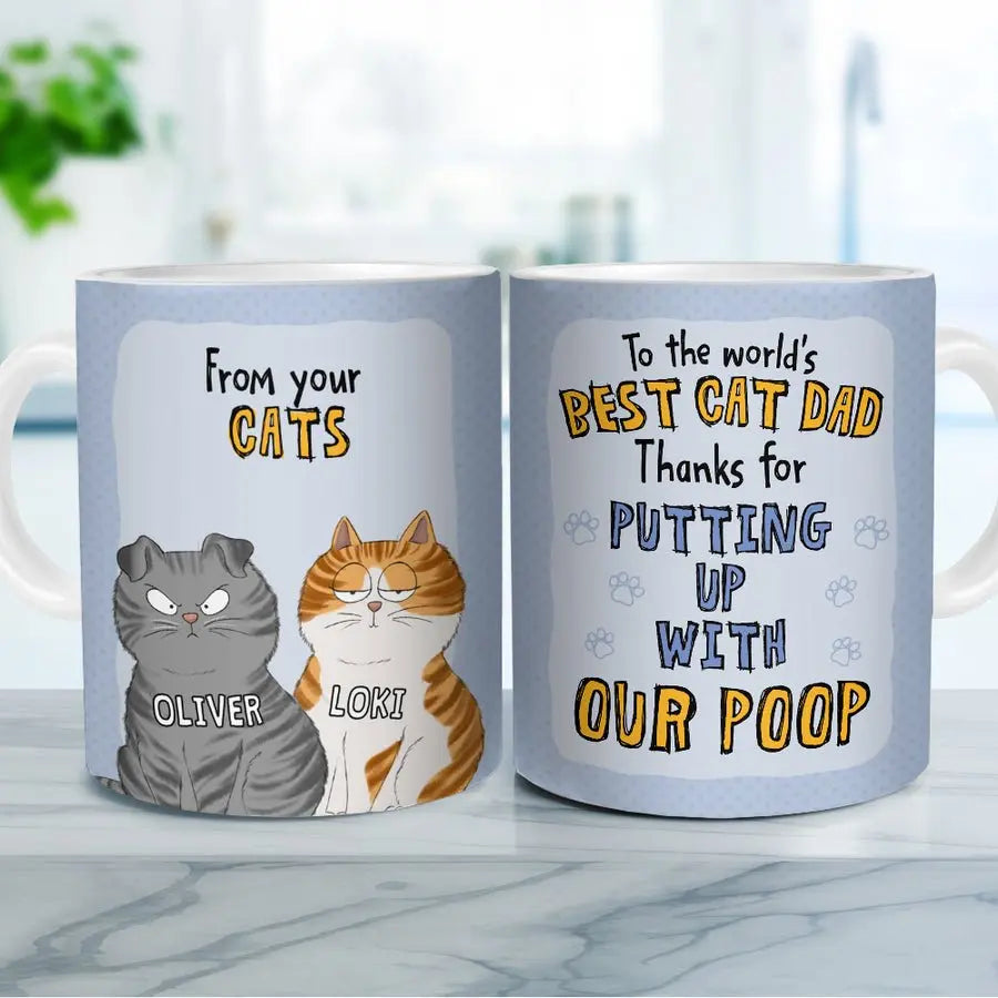 Cat Loves - To The World's Best Cat Dad - Personalized Custom Coffee Mug accent mug The Next Custom Gift