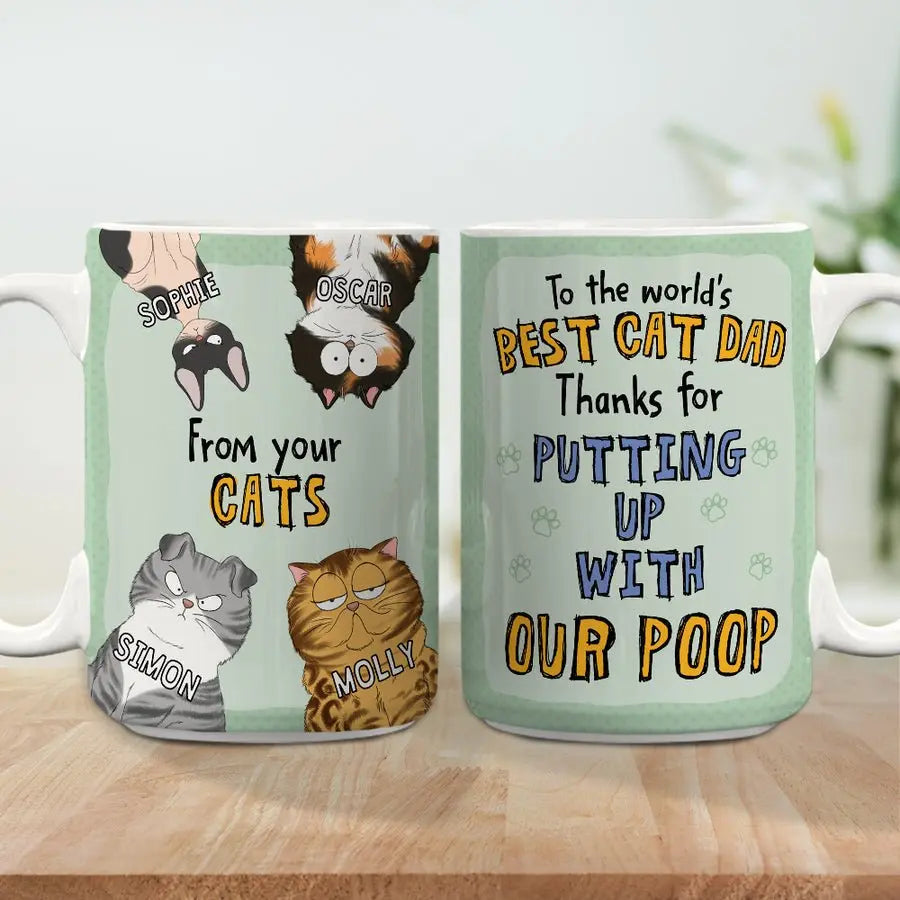 Cat Loves - To The World's Best Cat Dad - Personalized Custom Coffee Mug accent mug The Next Custom Gift