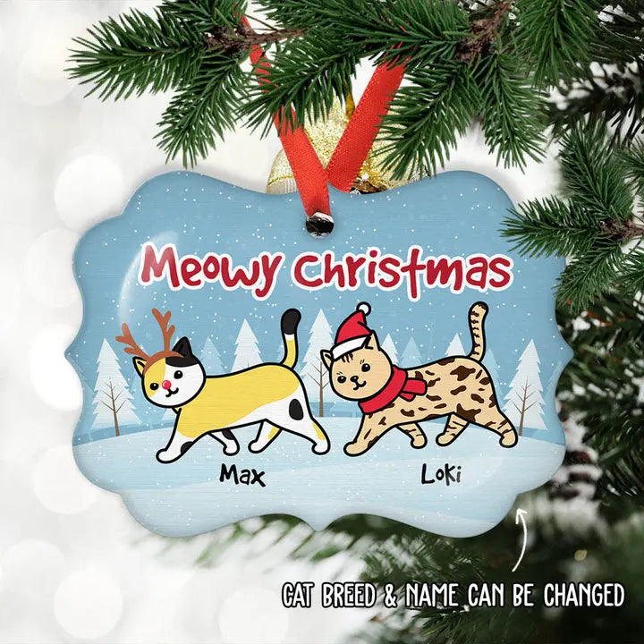 Cat Meowy Christmas - Personalized Custom Aluminum Ornament ornament The Next Custom Gift