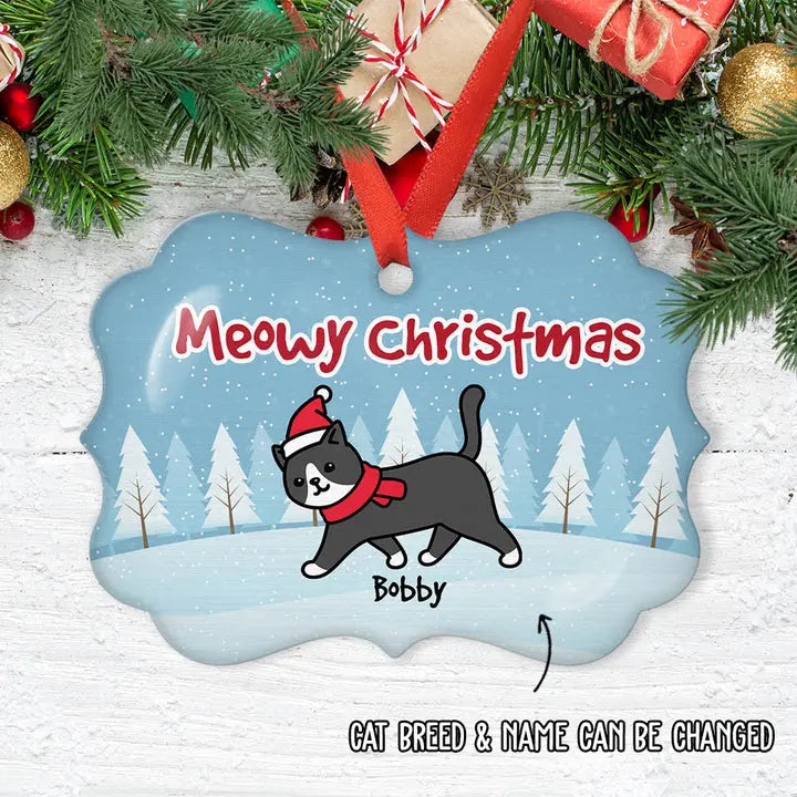 Cat Meowy Christmas - Personalized Custom Aluminum Ornament ornament The Next Custom Gift