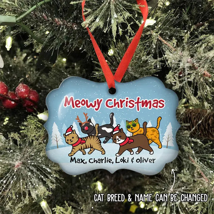 Cat Meowy Christmas - Personalized Custom Aluminum Ornament ornament The Next Custom Gift