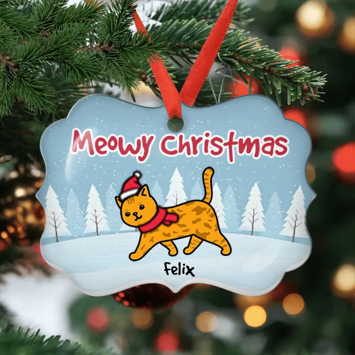 Cat Meowy Christmas - Personalized Custom Aluminum Ornament ornament The Next Custom Gift