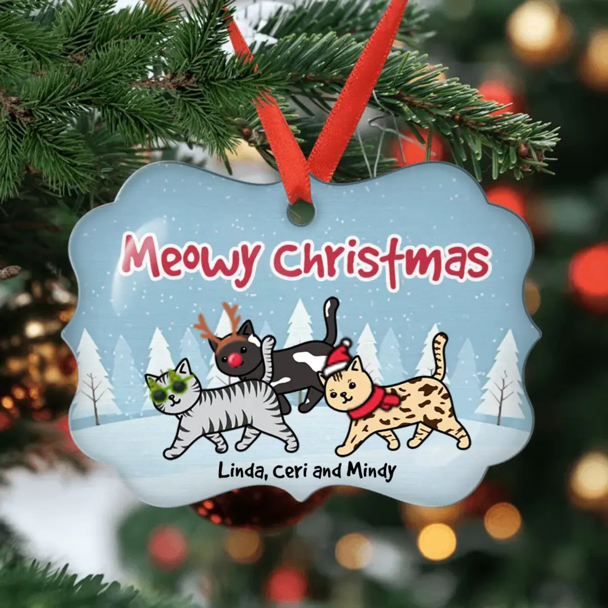 Cat Meowy Christmas - Personalized Custom Aluminum Ornament ornament The Next Custom Gift