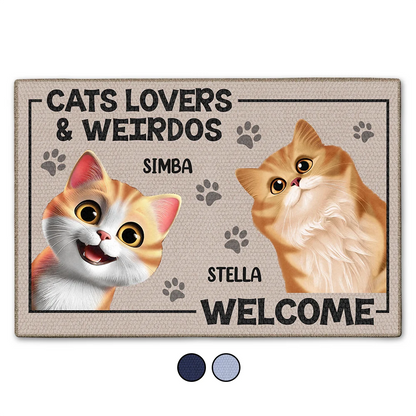 Cat Lovers And Weirdos Welcome - Personalized Doormat